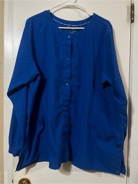 W123 Wink Women’s 2X Royal Blue Snap-Front Scrub Jacket